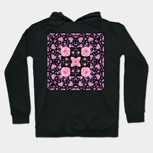 Crystal Hearts and Flowers Valentines Kaleidoscope pattern (Seamless) 7 Hoodie